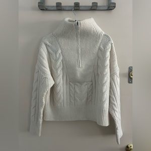 Banana Republic Cavo Half Zip Cable Knit Pullover Minimalist Sweater Size L